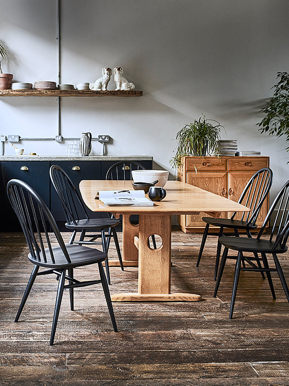 ercol dining room table and chairs