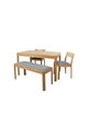 Ella Dining Set with Small Ext Table & 2 x Dining Chairs & Small Bench DM Oak