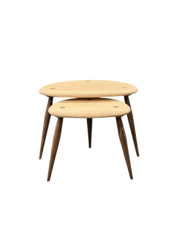 Image of Nest Of Two Tables with Ash Tops & Walnut Legs in CM Clear Matt