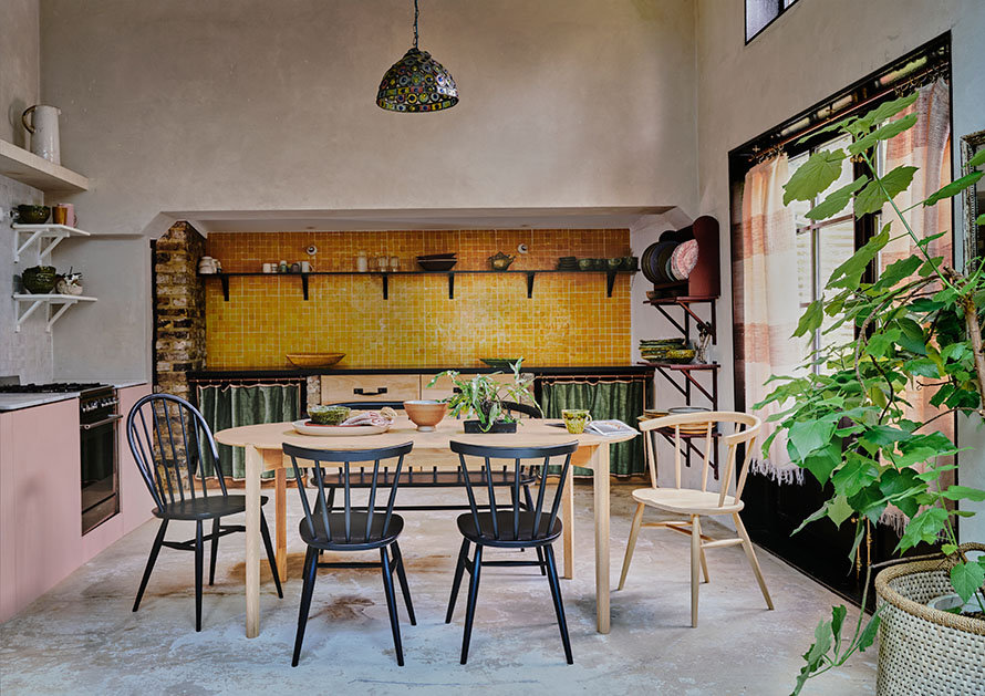 Heritage chairs alongside a Mia dining table and Windsor dining chairs