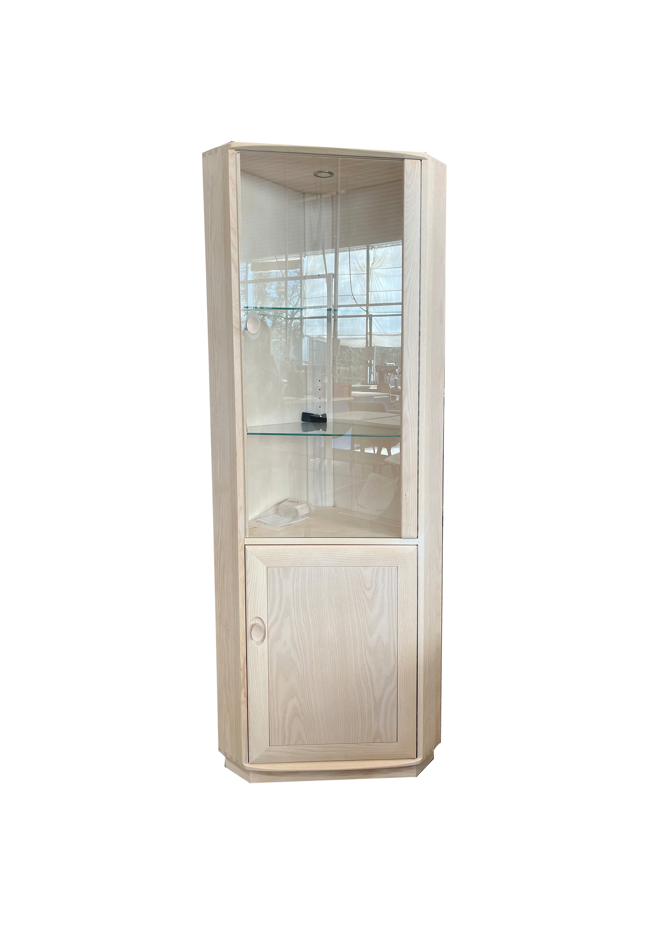 Tall glass deals corner cabinet