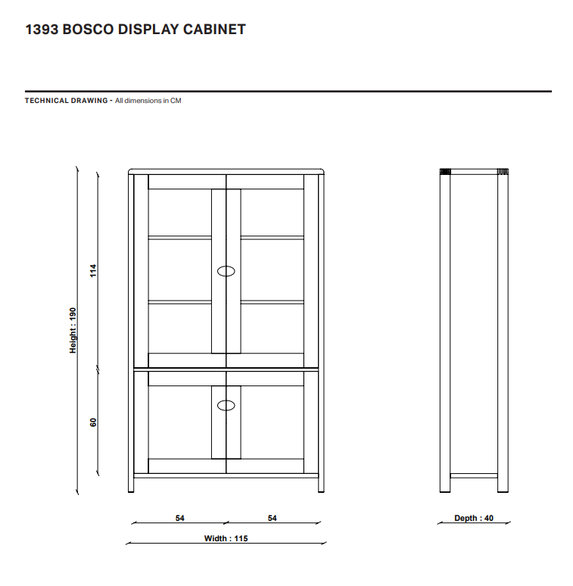 Image of Bosco Display Cabinet CM Oak