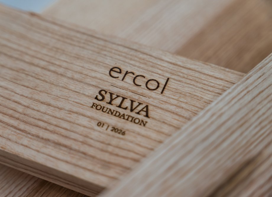 ercol x Sylva Foundation wood with stamp