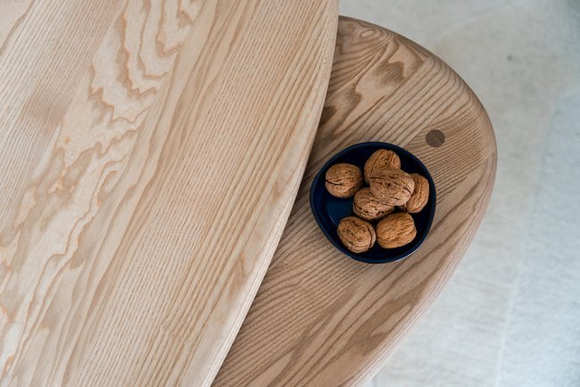 The Pebble Nest Coffee Table, showing a variety of natural markings and patterns