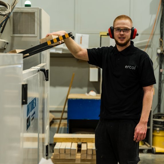 ercol apprentice on the CNC machine