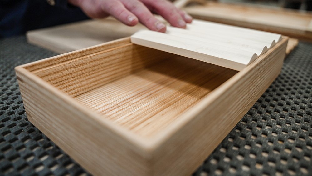 Close up of an open wooden box