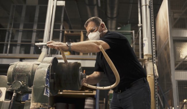 Windsor back bow being sanded