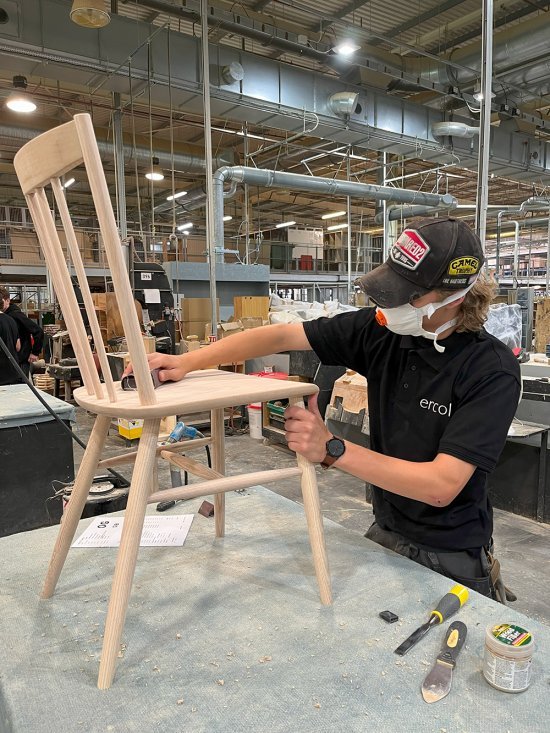 ercol apprentice sanding Fairmile chair